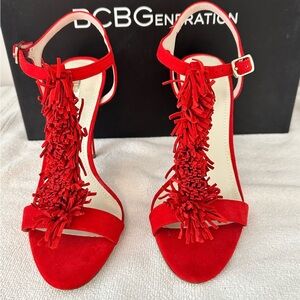 NEW! BCBG Candy Red Suede Sandals